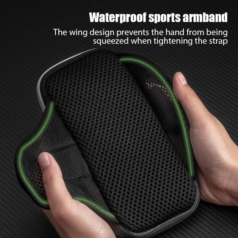 Sports armband with wing design for comfortable, non-squeezing fit